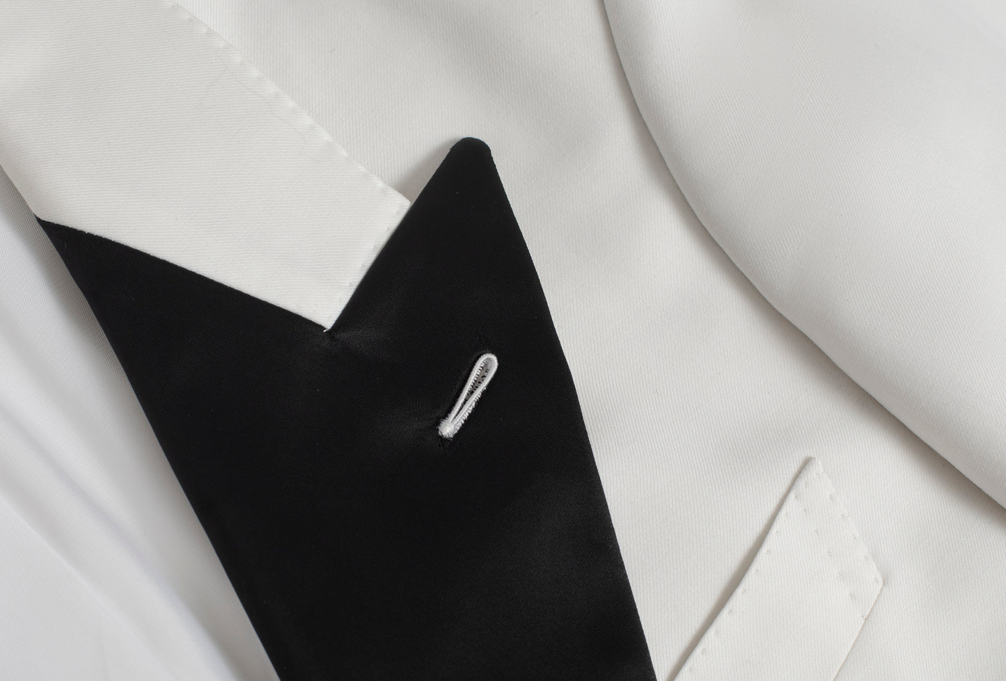 Tuxedo dress white wool half linen lining handmade