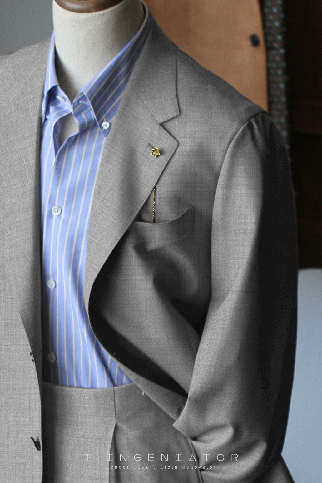 (half canvas) light grey superfine merino wool suit