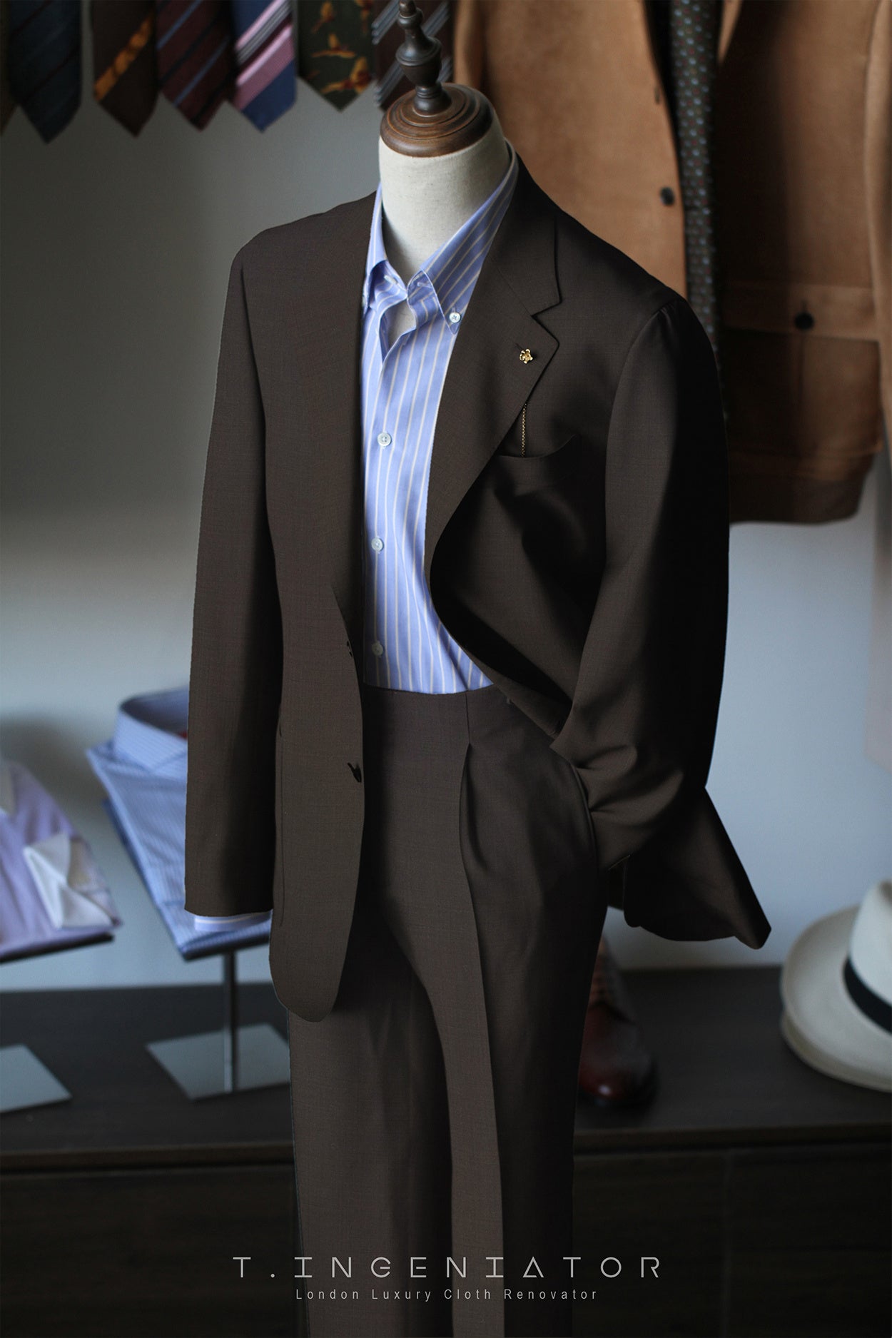 (half canvas) dark brown superfine merino wool suit